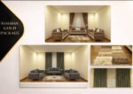 "Ramadan Gold Package furniture set with sofas, curtains and rug – ardanfurniture"