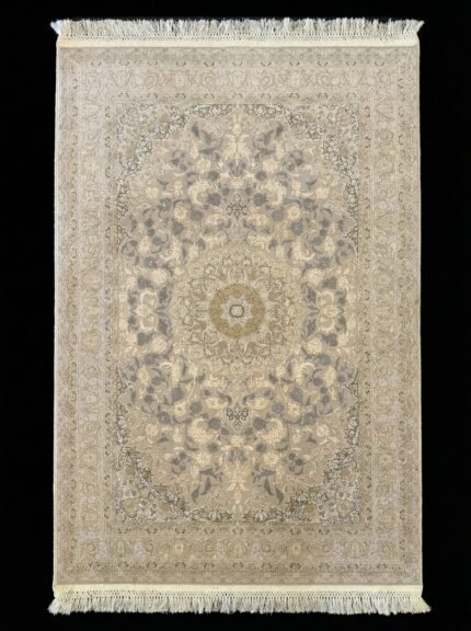 Luxury Silk Carpet 1200 Reeds 3600 Density 1x1.5 Beige Classic – ArdanFurniture